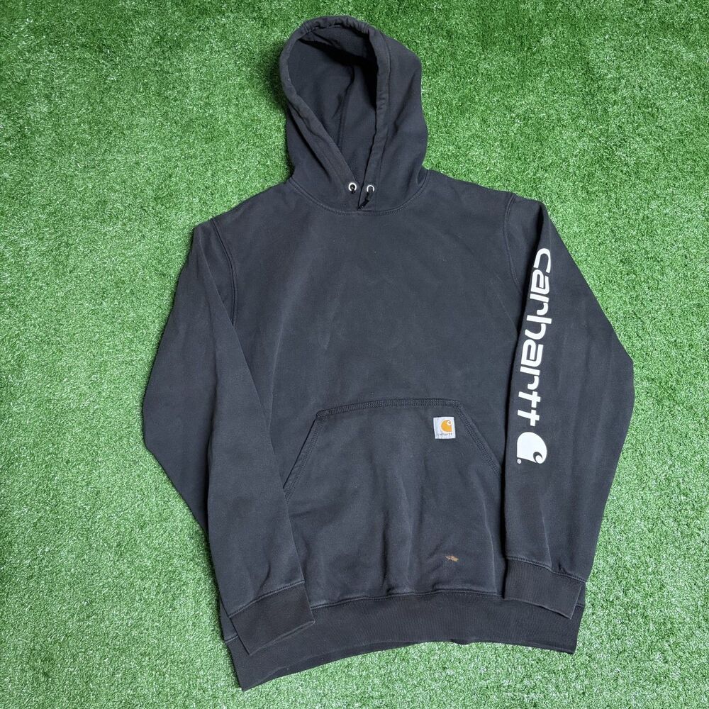 Carhartt Black Hoodie Men’s Large Workwear Fleece Pullover Sweatshirt